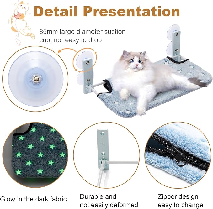 Glow in The Dark Cat Window Perch, Large Foldable Hammock Bed - Image 5