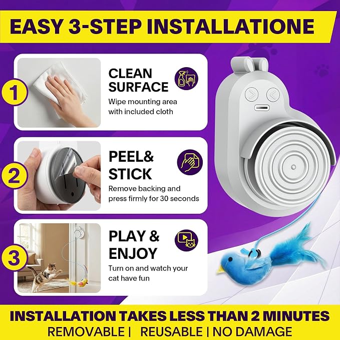 Interactive Cat Toys for Indoor Cats: Automatic Electric Flying Bird Feather & - Image 5