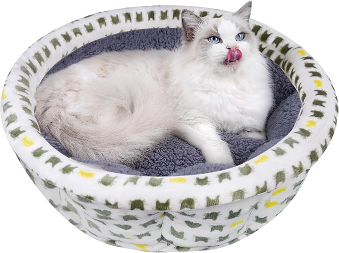 Super Soft Small Dog & Cat Bed, Anti-Anxiety Puppy Cuddler, Cozy Round Fluffy by AIWIKIDE