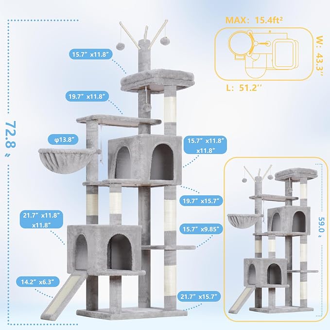 Hey-brother Cat Tree Tower, Sturdy Scratching Posts - Image 2