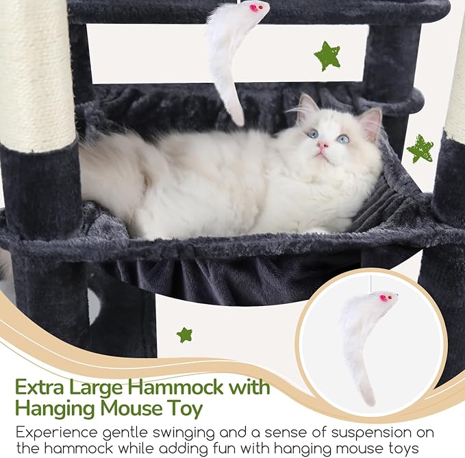 Globlazer Heavy Duty Cat Tree, 70 inch Sturdy Cat Tree - Image 2