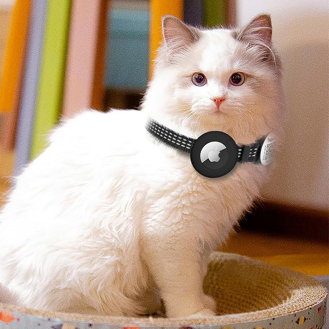 Airtag Cat Collar with Bell and Safety Buckle in 3/8" Width, Reflective Collar - Image 5