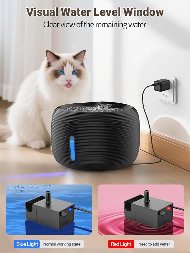 SIBAYS Cat Water Fountain, 3.5L/118oz Large Capacity Pet Water Fountain Cat - Image 5