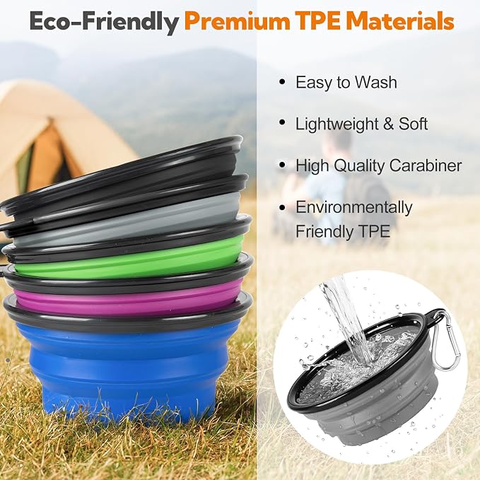 Dog Bowl Collapsible, 2 Pack Portable Foldable Travel Water Bowl Food Dishes - Image 5