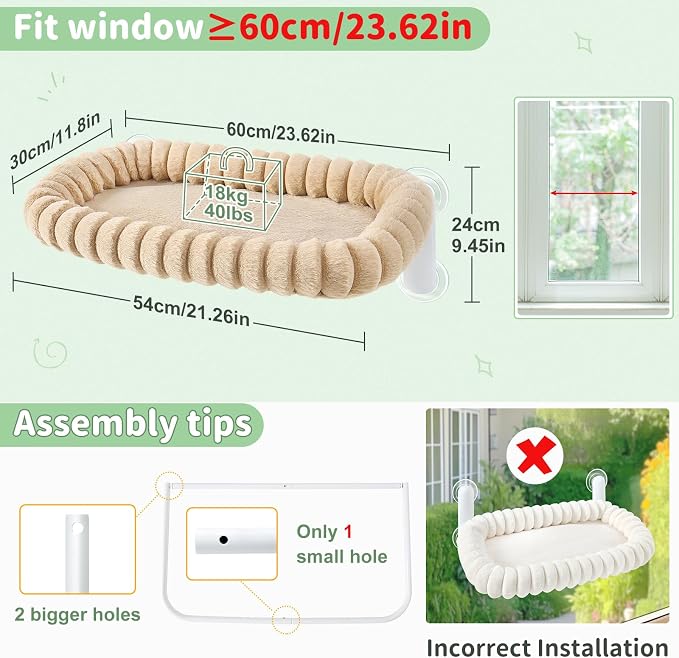 Sunhoo Cat Window Perch Bed Foldable Kitty Windowsill Hammock Shelf Seat Large - Image 4