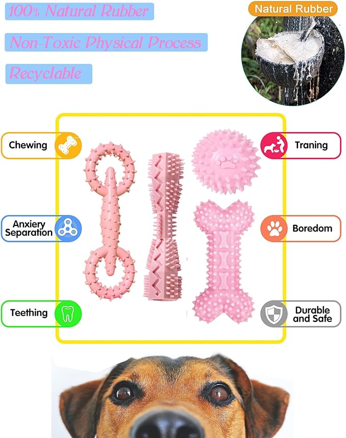 4 Pack Puppy Teething Toys Dog Durable Chew Toys Soft Rubber Toy Dog Teeth - Image 5