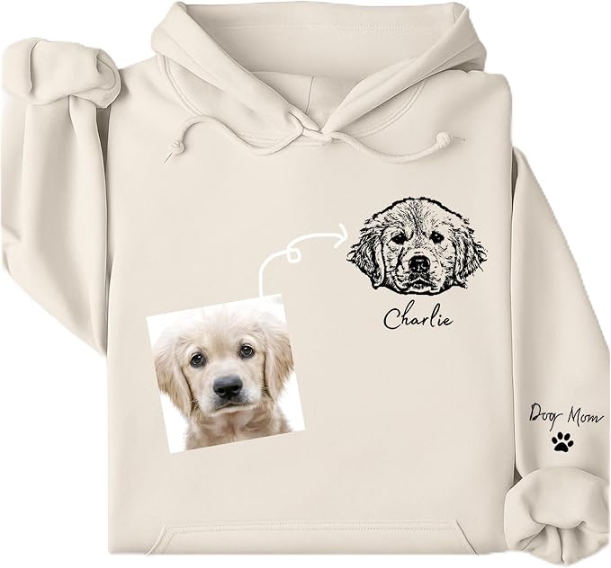 Personalized Dog Hoodie Sweatshirt, Custom Line Art Portrait Dogs Cats Hoodie by Lullbabymall