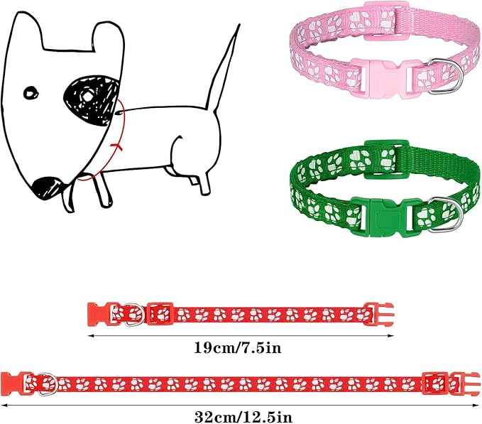 12 Pack Puppy Collars for Litter, Adjustable Puppy ID Collars Soft Nylon