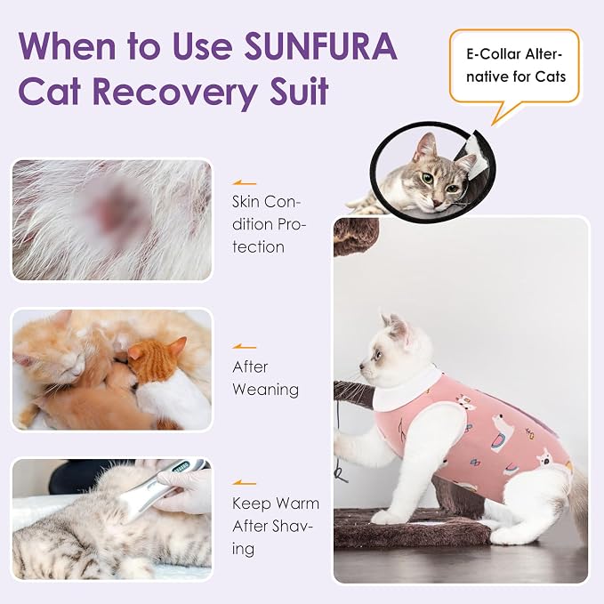 SUNFURA Cat Recovery Suit, Kitten Surgical Full Bodysuit - Image 5