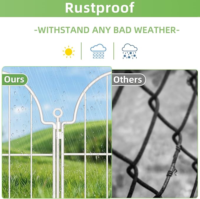 30 Pack White Decorative Garden Fence, 17in x33ft Garden Fencing Animal Barrier - Image 8