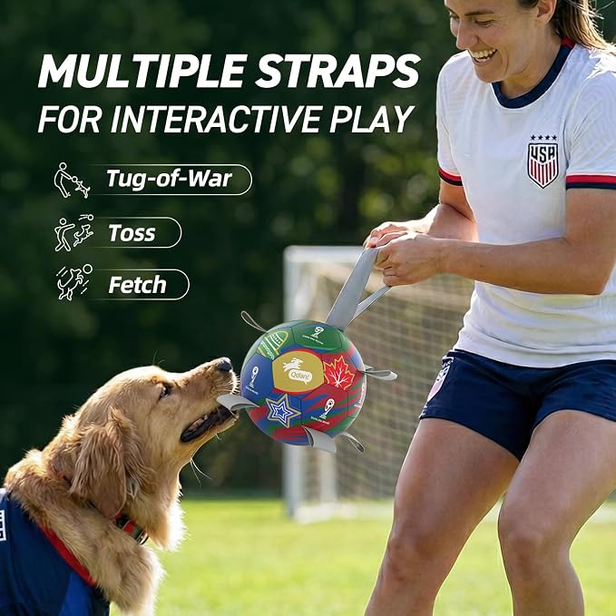 QDAN Dog Soccer Ball with Straps, 7 Inch World Cup Soccer Ball - Image 2