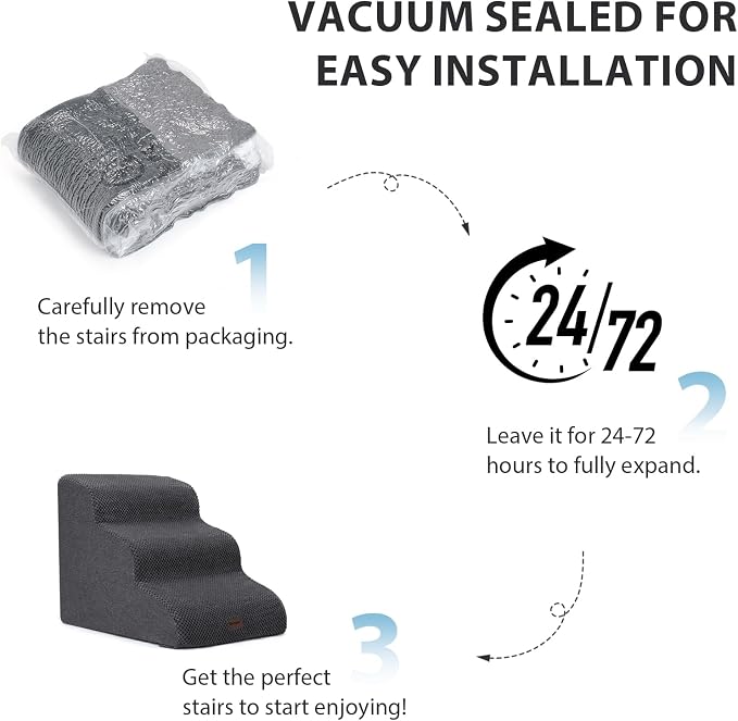 Dog Stairs for Couch Sofa and Chair, 3-Step Dog Steps for Small Dogs and Cats - Image 5