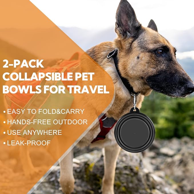 Dog Bowl Collapsible, 2 Pack Portable Foldable Travel Water Bowl Food Dishes - Image 4