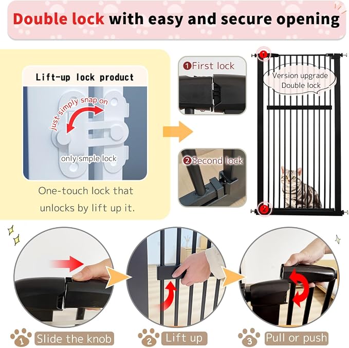 Lumizone Extra Tall Pet Gate 55.12" High Pressure Mounted 42.52"-46.64" Extra - Image 8