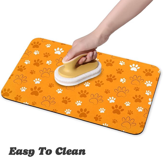 Dog Food Mat, Absorbent Water Bowl Mats Cat Pet Feeding Placemats Orange 16 * - Image 4