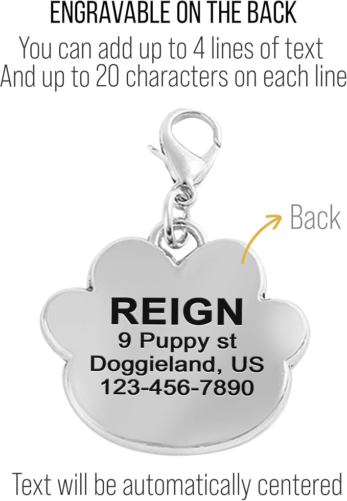 PAWNIMALS Paw Shape Dog ID Tag Stainless Steel Custom Laser Engraved, Cute - Image 4