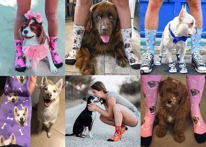 MyPupSocks Custom Personalized Photo Pet Face Socks, Cat and Dog Tracks Paws - Image 2