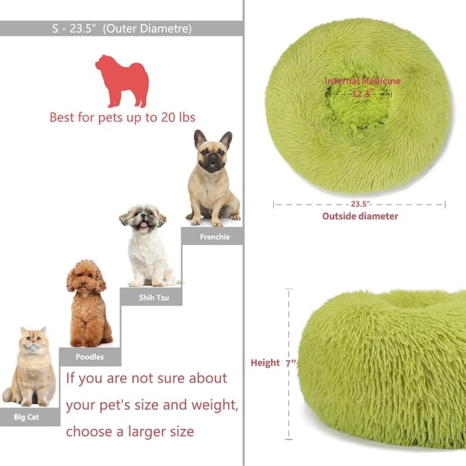 Calming Donut Dogs Beds for Small Dogs Washable, 23inch Plush Round Pet Bed for - Image 5