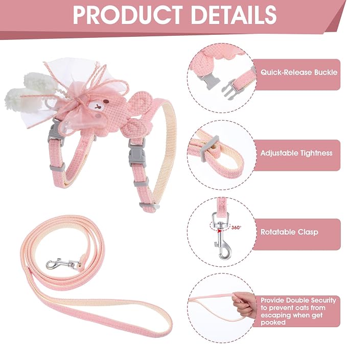 TIESOME Cat Harness and Leash Set, Adjustable Gradient Kitten Harness Escape - Image 4
