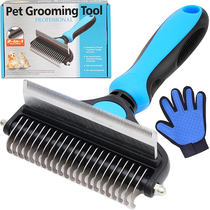 Dog Brush for Shedding 2-in-1 by AKEISHE