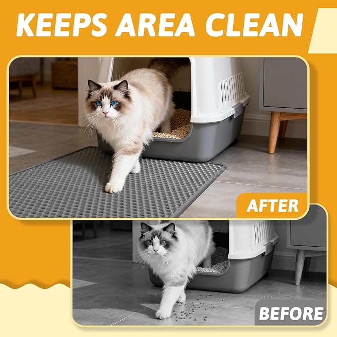 Pieviev 2 Packs Cat Litter Mat Double Layer Waterproof Urine Proof Trapping Mat - Image 7