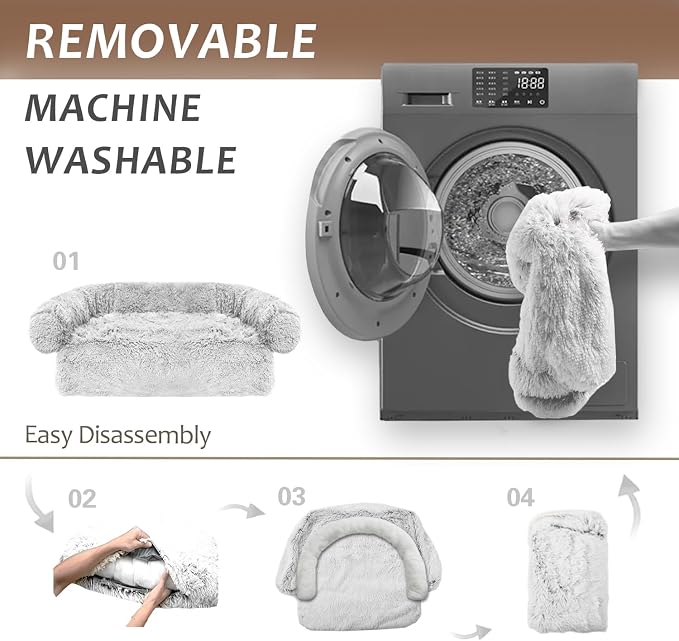 Calming Dogs/Cats Bed Mats, Dog Pad Washable Removable Couch Cover, Plush Long - Image 5