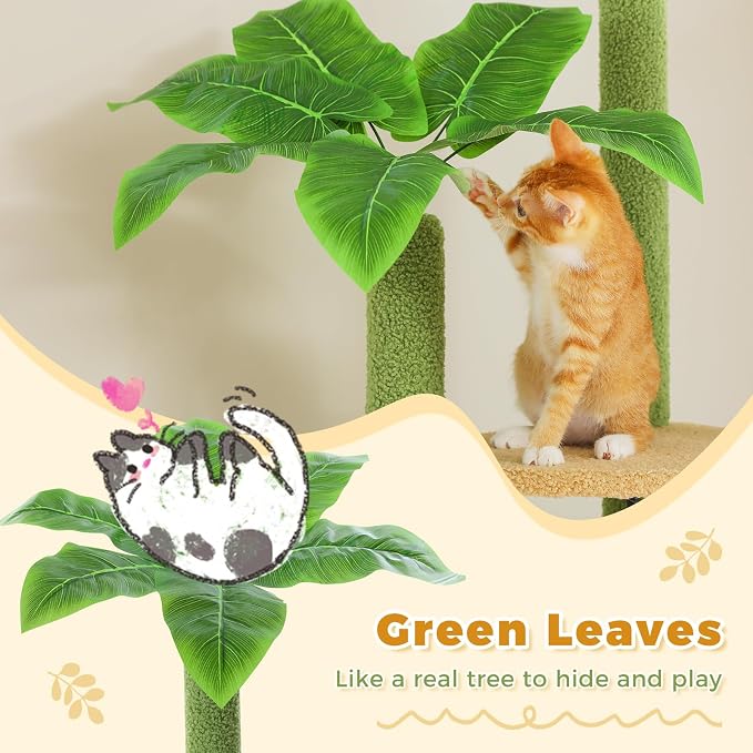 PETEPELA Floor to Ceiling Cat Tree, Adjustable 90.5''-100.4'' Cat Tower Cactus - Image 9