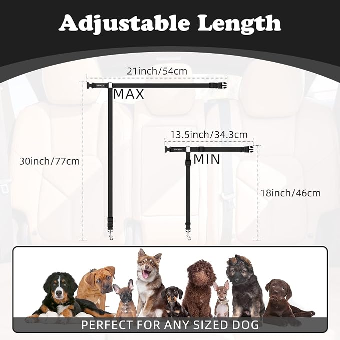 BWOGUE Pet Dog Cat Seat Belts, Car Headrest Restraint Adjustable Safety Leads - Image 4