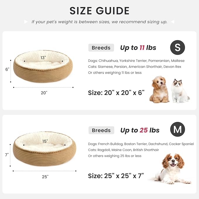 Love's cabin Round Donut Cat and Dog Cushion Bed, 25in Pet Bed - Image 4
