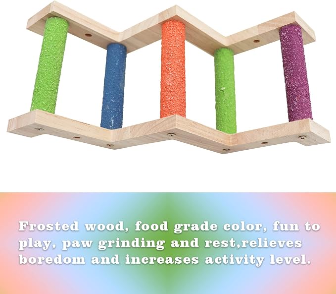 Bird Ladder Bridge, Wooden Parrot Hamster Climbing Ladder Toys, Bird Perch Stand - Image 5