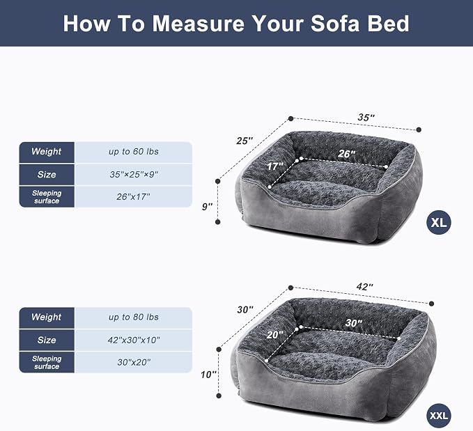 JOEJOY Rectangle Dog Bed for Large Medium Small Dogs - Image 5