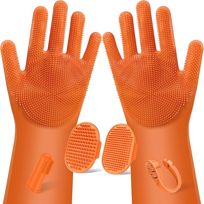 6PCS Pet Grooming Kit for Dogs, Cats and Horses | Dog Washing/Bath Gloves | Dog by Augwind