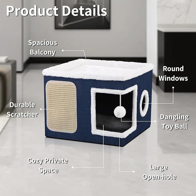 Shikha Cat Beds for Indoor Cats, Large Cat Cave - Image 7