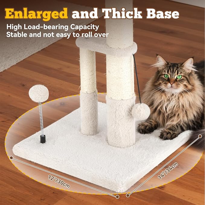 Dimaka Tall Cat Scratching Post, Double Lower Posts Extra Stable Cat Post Tree - Image 3