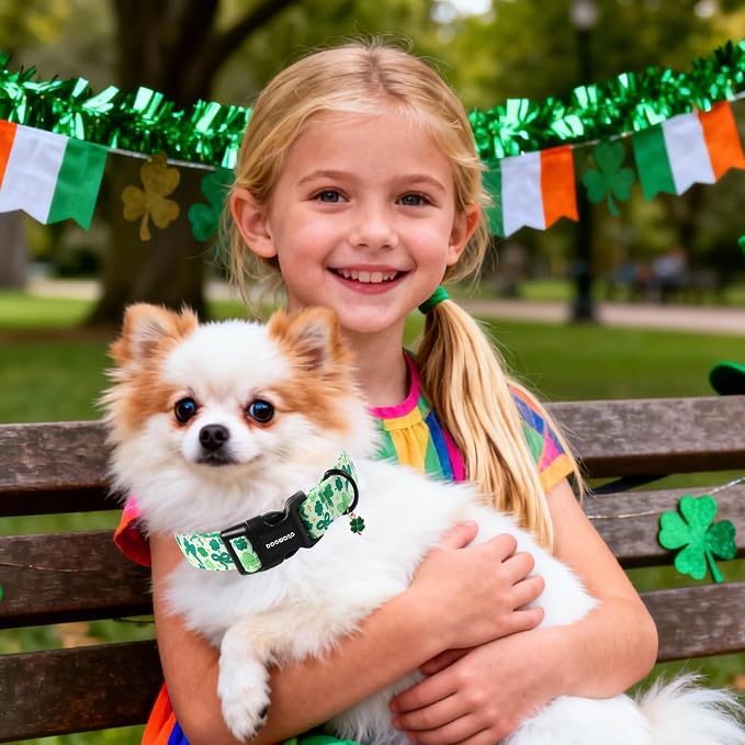DOGWONG St Patrick's Day Dog Collar-Cute Green Clovers Dog Collar, Adjustable - Image 5