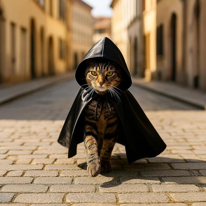 Black Cat Cloak with Hood for Indoor Cats, Funny Superhero Cosplay Halloween - Image 8