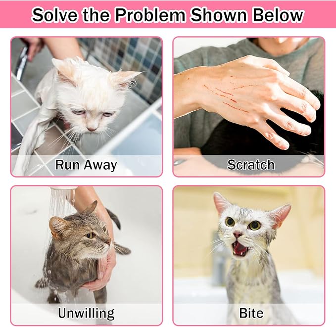 JULMELON Cat Washing Bag 10 PCS Set, Adjustable Cat Shower Net Bag and Pet - Image 5