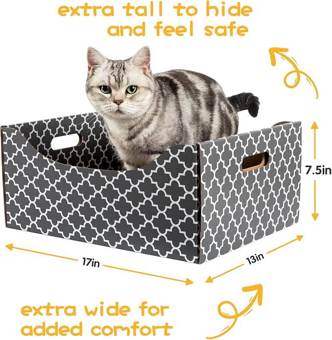 Cardboard Cat Scratcher Box, Heavy Duty Cat Scratcher Bed - Image 3