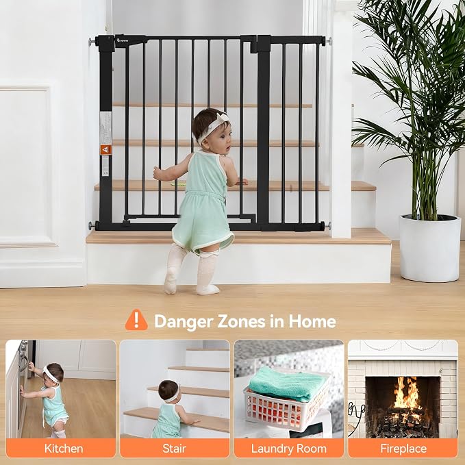 COMOMY 30" Tall Baby Gate for Stairs Doorways, Fits Openings 29.5" to 40.5" Wide - Image 3