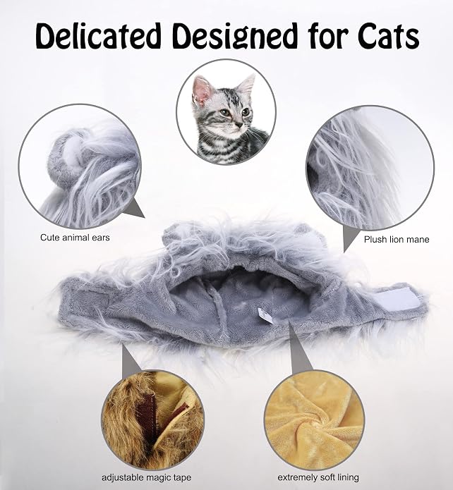 Onmygogo Lion Mane Wig for Cats and Dogs, Funny Pet Cat Costumes for Halloween - Image 3