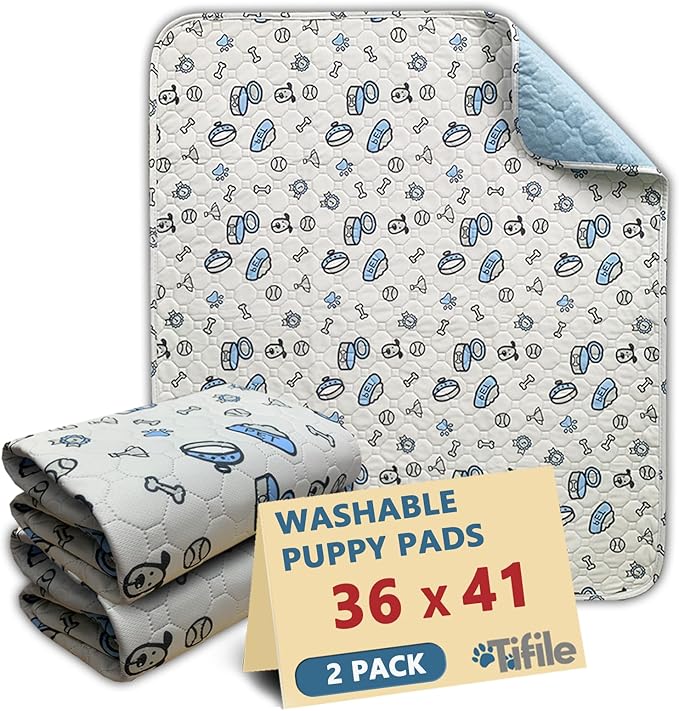 Washable Pee Pads for Dogs, 2 Pack Reusable Puppy Pads, Absorbent Whelping by TIFILE