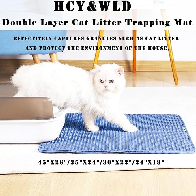 HCY&WLD Cat Litter Mat, Honeycomb Double Layer Cat Litter Trapping Mat - Image 2
