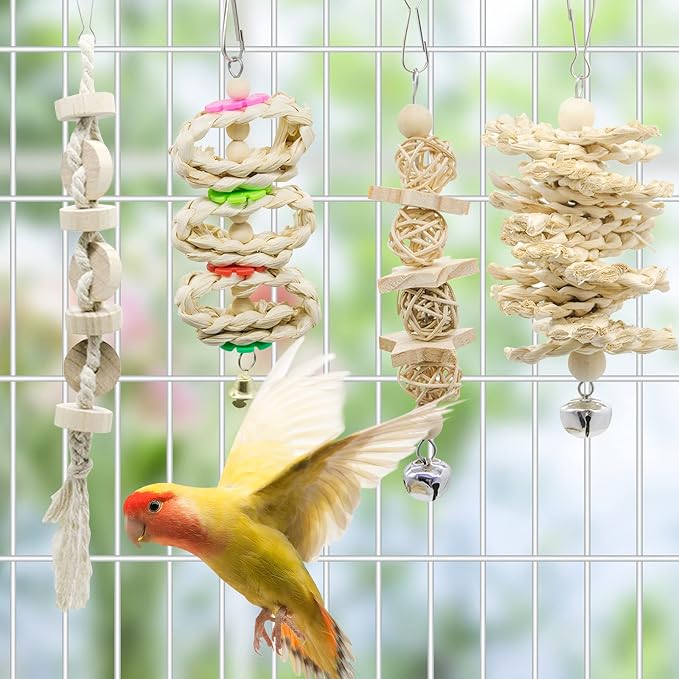 Deloky 7 Packs Bird Parrot Swing Chewing Toys-Hanging Bell Bird Cage Toys - Image 6