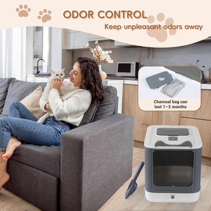 Foldable Cat Litter Box, Fully Enclosed Litter Box - Image 6
