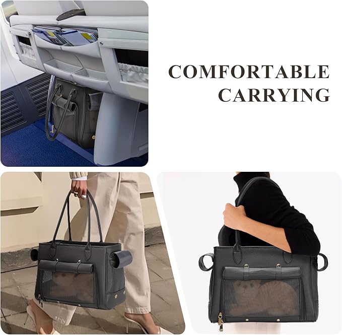 Fashion Pet Carrier Purse for Small Cat and Dog, Luxury Pu Soft-Sided Tote Bag - Image 6