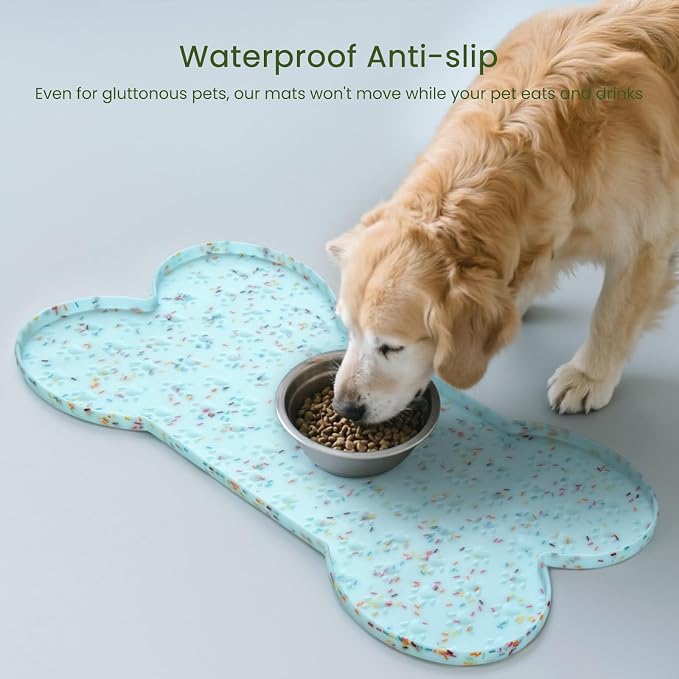 Dog Food Mat Anti-Slip Silicone Dog Bowl Mat Thicker Pet Placemat Waterproof - Image 3