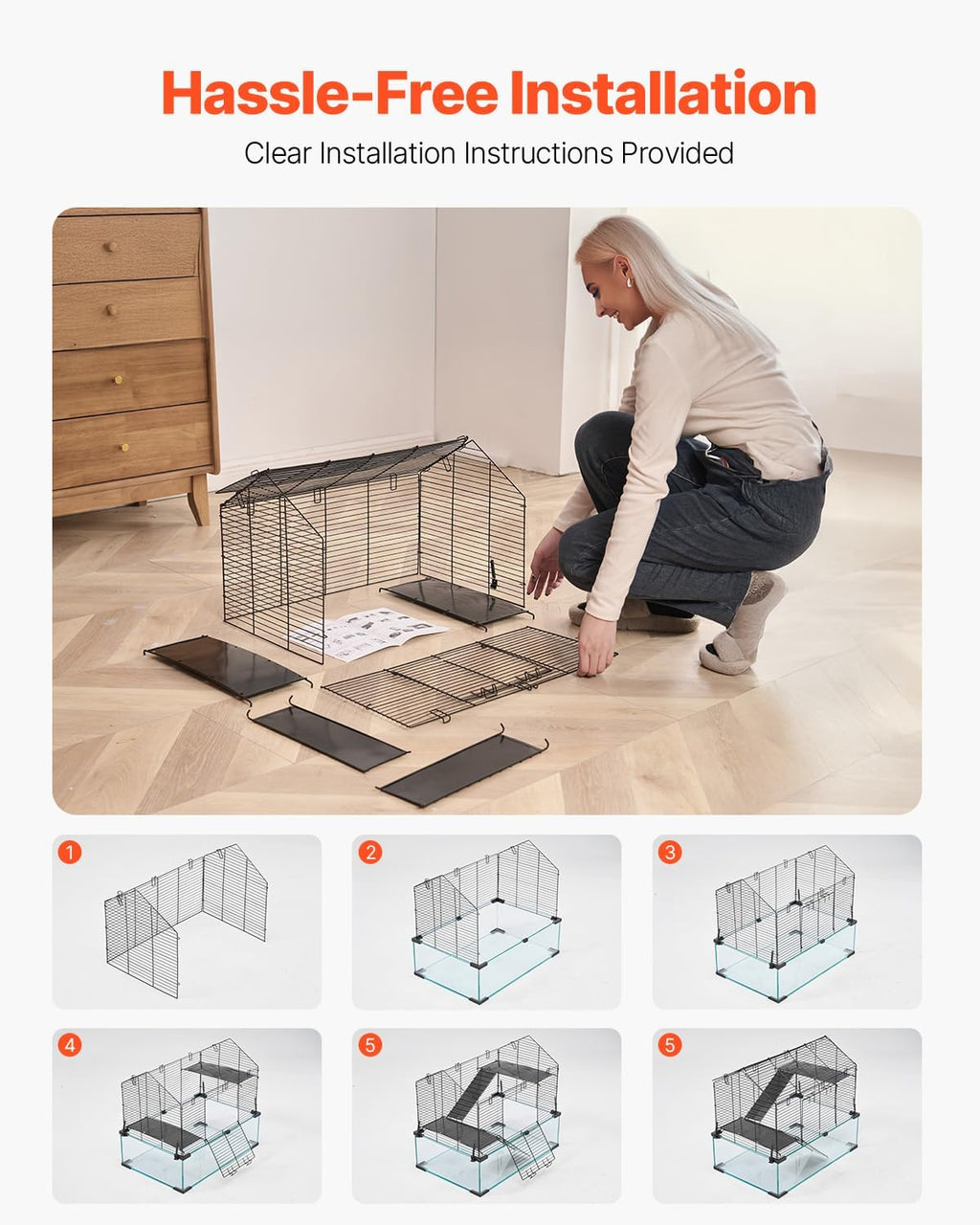 VEVOR Hamster Cage, 22.8 x 15 x 21.3 in - GlobalHabitat Supply
