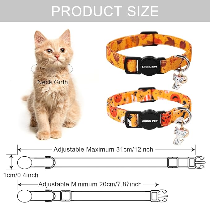 ARING PET 2 Pack Fall Cat Collars-Cute Breakaway Cat Collar - Image 5