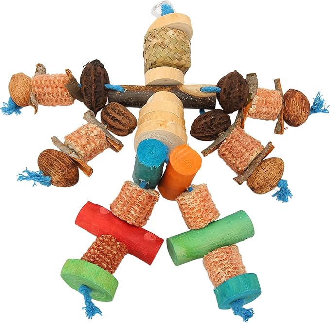 Parrot Chew Toy, Corn Cob and Nut, Non Edible Coloring, Beak Health, Foraging - Image 3