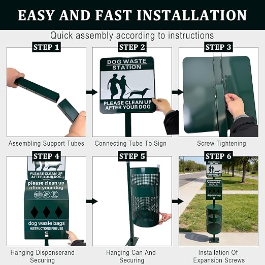 Dog Waste Station, 12 Gallons Pet Waste Bin, Outdoor Dog Waste Disposal System - Image 8